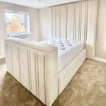 The Nevada Tall Panel Bespoke TV Bed in Luxury Velvet - Esme Furnishings