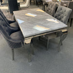 Louis 150cm Grey Marble Dining Table Only-Esme Furnishings
