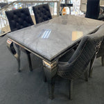 Louis 150cm Grey Marble Dining Table Only-Esme Furnishings