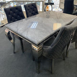 Louis 150cm Grey Marble Dining Table Only-Esme Furnishings