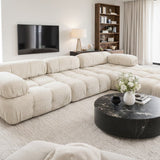 Bubble Ivory White Boucle Fabric Corner Sofa