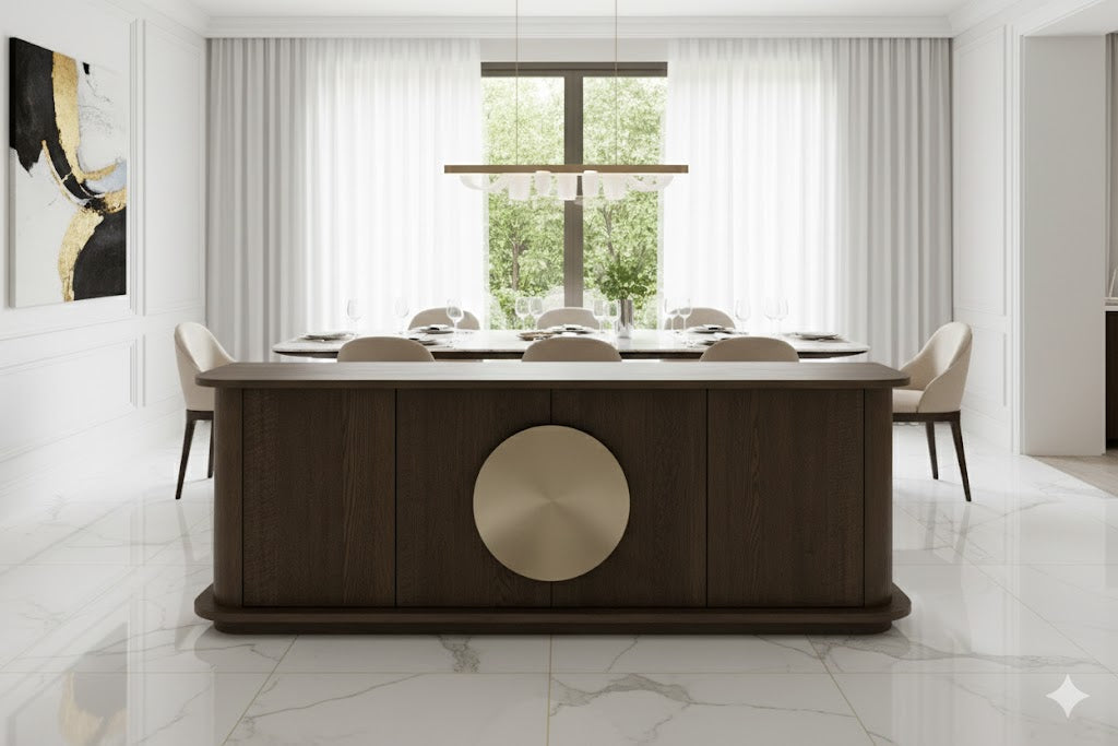 Berkeley Designs Perth Light Brown / Brass 4 Door Sideboard