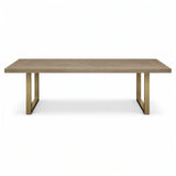 Valencia Grey Parquet Top Dining Table with Gold Brass Base