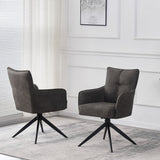Vianni Vintage Suede Swivel Dining Chairs With Black Metal Base - Pairs - 2 Colours