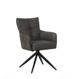 Vianni Vintage Suede Swivel Dining Chairs With Black Metal Base - Pairs - 2 Colours