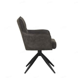 Vianni Vintage Suede Swivel Dining Chairs With Black Metal Base - Pairs - 2 Colours