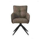 Vianni Vintage Suede Swivel Dining Chairs With Black Metal Base - Pairs - 2 Colours