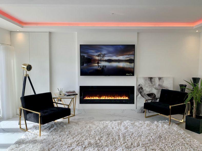 Aurora Black 50" Insert Electric Fire 10 Colour LED Glass Wall Mounted Inset PRE ORDER FOR JANUARY 2023-Esme Furnishings
