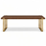 Winchester Walnut Top Dining Table with Gold Brass Base