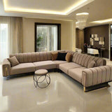 Bellisio Luxury Mink Beige & Gold Corner Sofa 250x250cm
