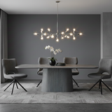 Davos 180cm Oval Grey Ceramic Marble Dining Table