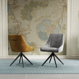 Giorgio Swivel Velvet Dining Chairs With Black Metal Base in 3 Colours - Pairs