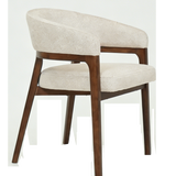 Bianca 200cm Oval Beech & White Ceramic Marble Dining Table With Zara Walnut Taupe Fabric Chairs