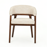 Bianca 200cm Oval Beech & White Ceramic Marble Dining Table With Zara Walnut Taupe Fabric Chairs