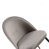 Zita Grey Velvet Quilted Back Dining Chairs With Black Metal Base - Pairs - Esme Furnishings