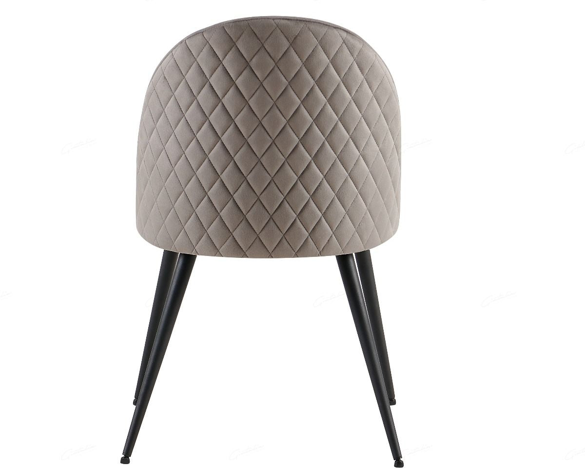Zita Grey Velvet Quilted Back Dining Chairs With Black Metal Base - Pairs - Esme Furnishings